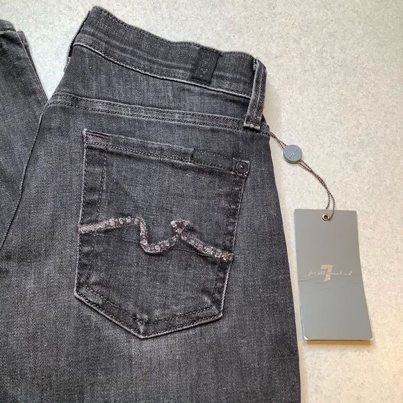7 For All Mankind Jeans 24‎ Straight Charcoal NWT - Picture 2 of 5